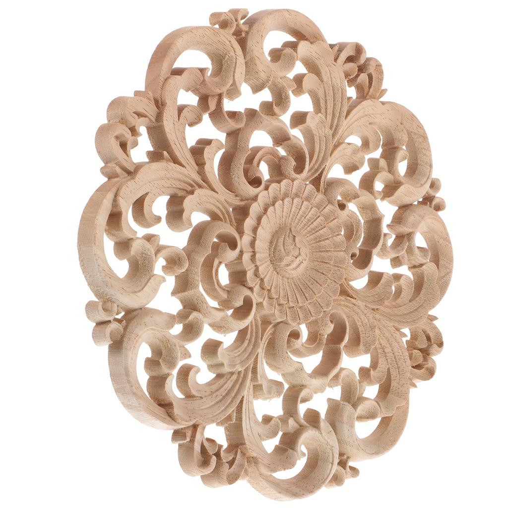 1Pcs Wood Carved Onlay Delicate Natural Solid Wood Corner Decorative Applique for Wall Door Furniture Cabinet Cupboard Window