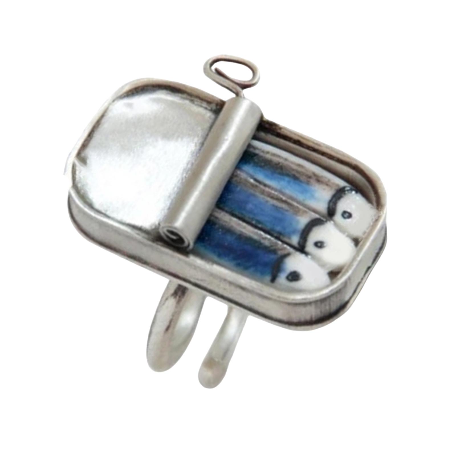 

Креативные кольца в форме банки из-под сардин, портативные, для вечеринок и повседневной носки, прочные и удобные наряды