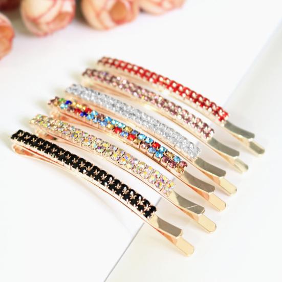 1Pc Women Two Row Rhinestone Hair Slide Clip Hairpin Bobby Pin Accessory Jewelry