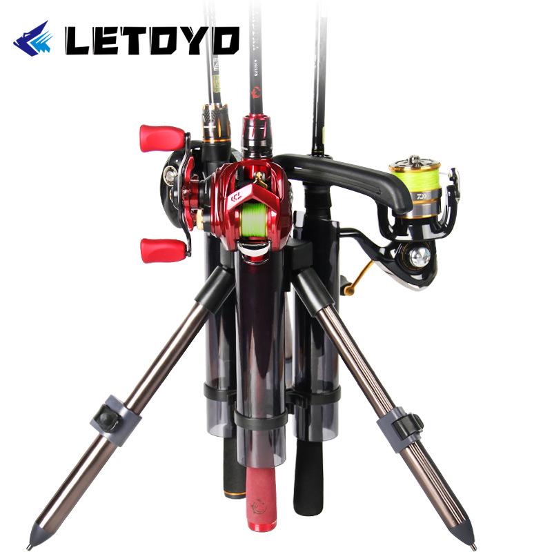 LETOYO Portable Aluminum Fishing Rod Tripod Stand with Tube Inserter