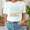 MERRY CHRISTMAS Print Shirt, Women's Everyday Casual Street Wear, Christmas 0 Top Short-sleeve