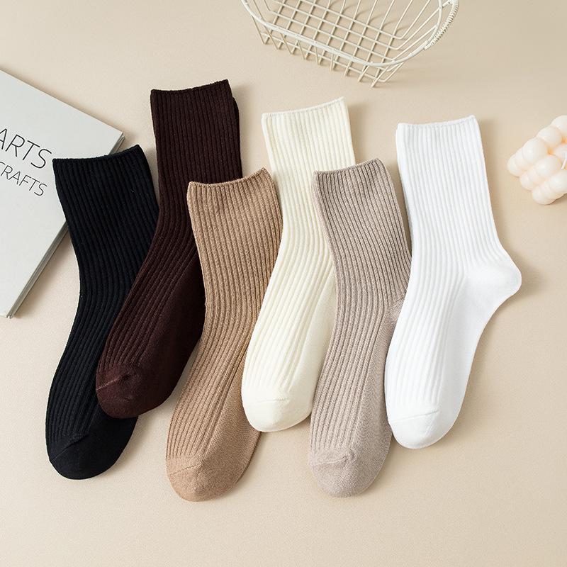 Women's Mid-Calf Cotton Striped Seamless Slouch Socks – Breathable, Casual, and Versatile for Autumn/Winter