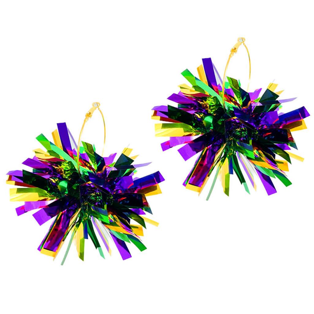 Festive Mardi Gras Festival Earrings Glitter Ball Earring Sparkling Poms Poms Earrings for Outdoor Karneval Celebrations