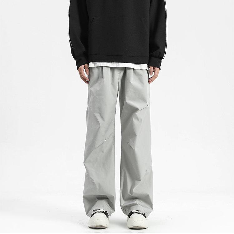 

2024 весенние прямые повседневные брюки для мужчин, широкие однотонные брюки-карго с эластичной резинкой на талии, мужские брюки в стиле Харадзюку 5XL светло-серый