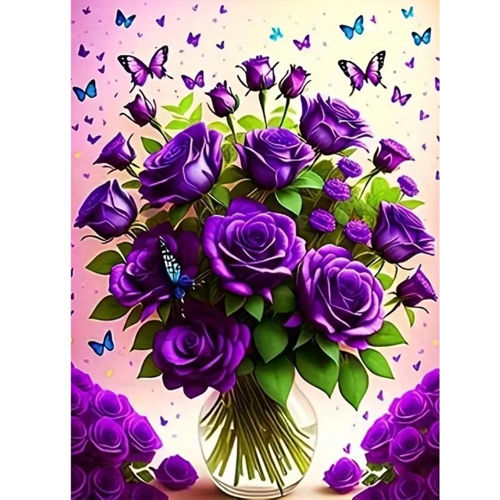 5D Diamond Painting, Peony Flower Sticker Diamond Cross Stitch Decorative Painting