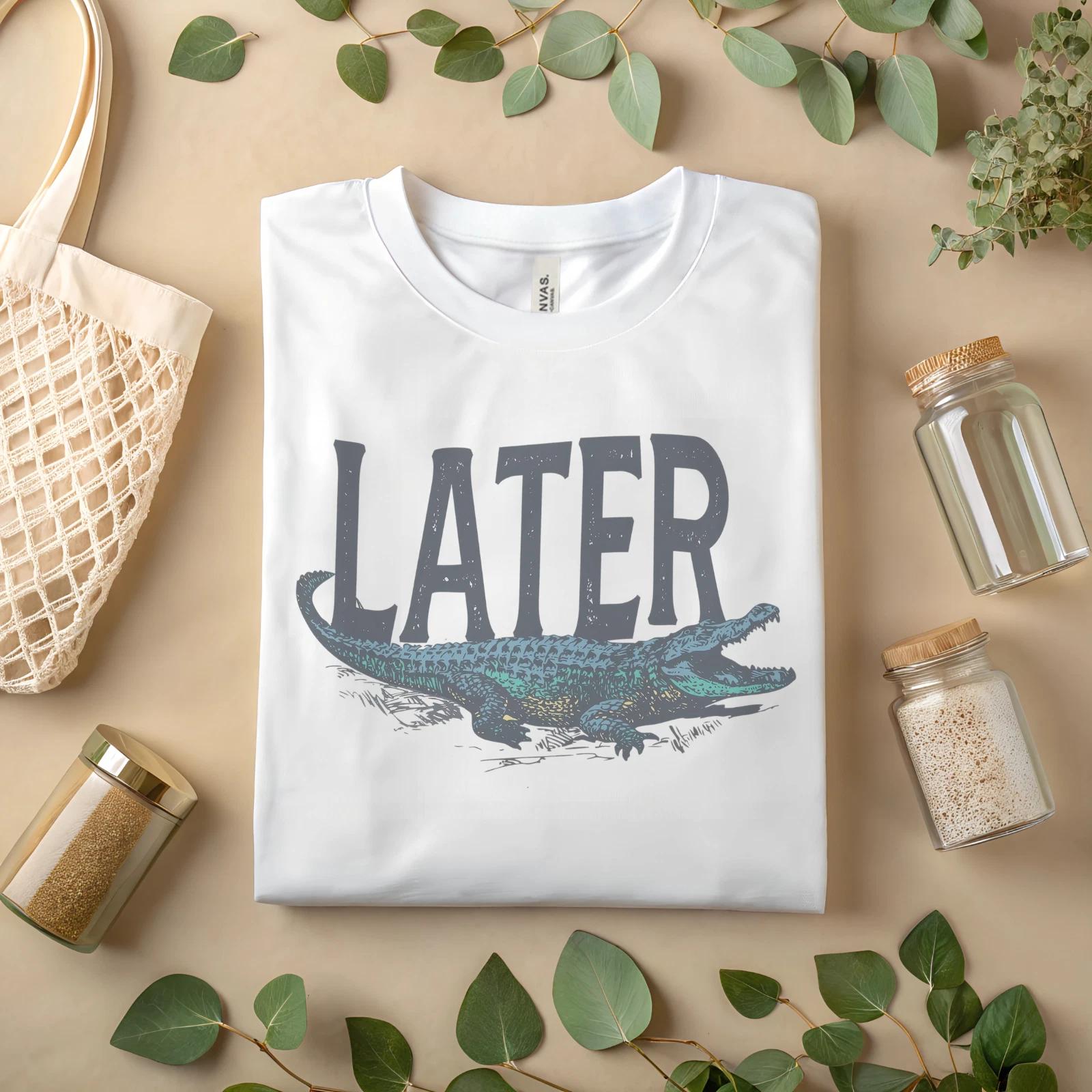 Later Alligator Shirt – Funny Retro Alligator Graphic Tee A451 S