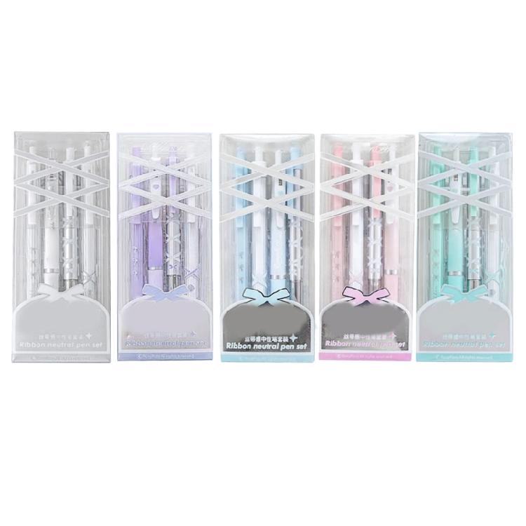 4 Pcs Pressing Pen 0.5mm Retractable Pen Black Ink Gel Pen Neutral Pen Writing Pen Ballet Strap Bows Gel Ink Pen