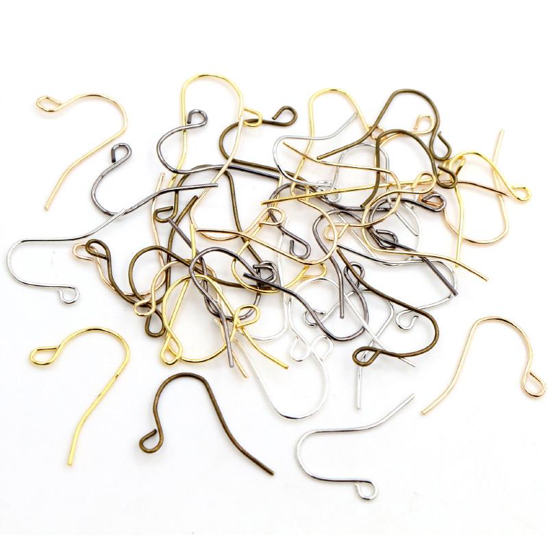 100pcs/lot 21x12mm Silver Plated Gold Color Earring Findings Ear Hook Earrings Clasps For Jewelry Making DIY Earwire Supplies