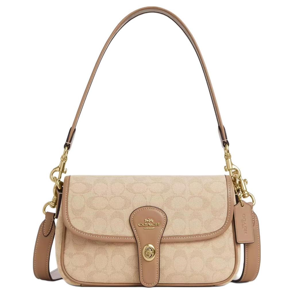 Coach Hadley 25 Monogram Flap Top Handle Crossbody Bag Medium Women handbags Deep-Natural CAK49-IMLG6