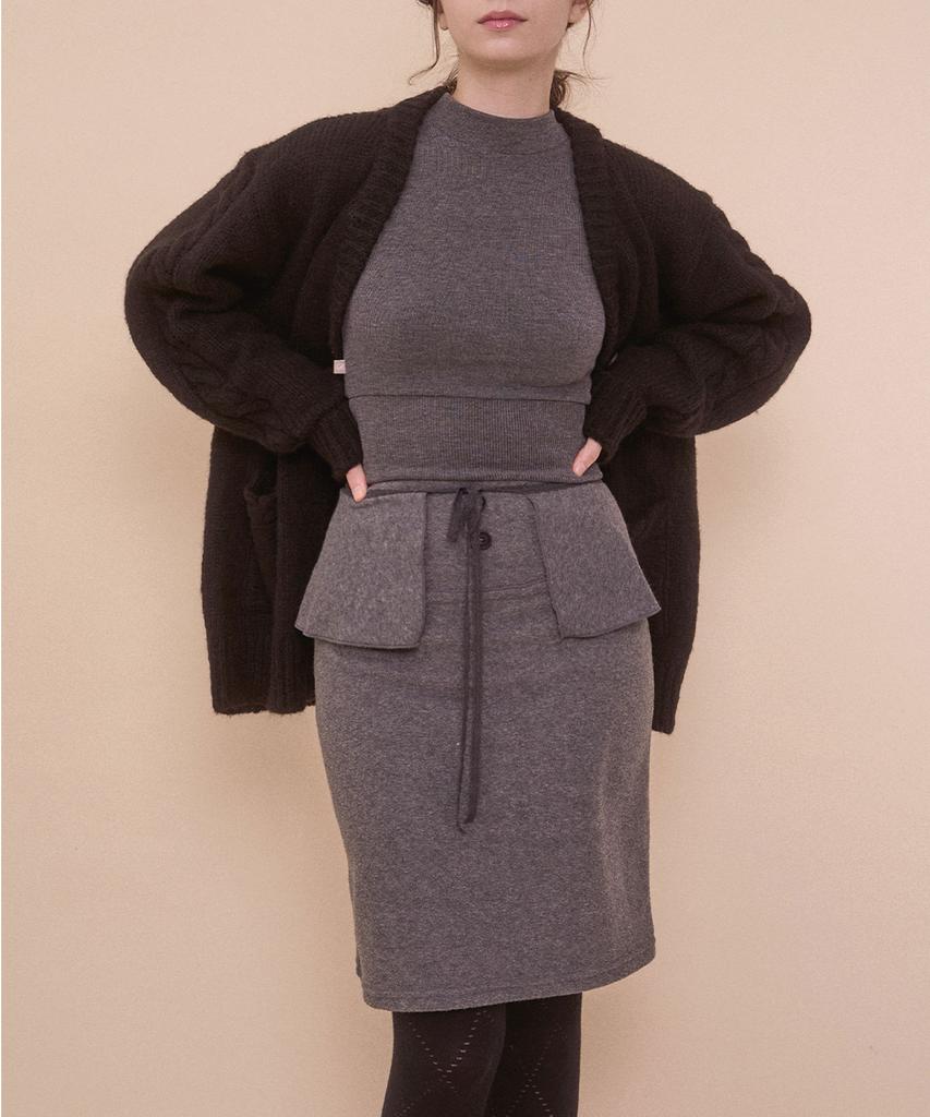 Beliar Boucle Wrap Skirt-Gray