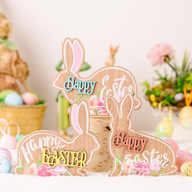 Delightful Colorful Easter Bunny Resin Decorations In Yellow Blue And Red Designs