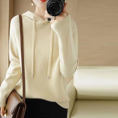 Pullover Autumn and Winter Sweaters Women Hooded Sweaters Loose Underlay Knitwear Long Sleeve Solid Pullover Sweater Female Tops