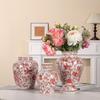 Blue and White Porcelain Flower Vase, Festive Ceramic Jar for Living Room Decor