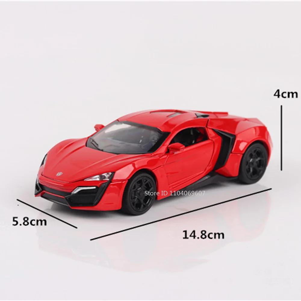 1:32 Scale Lykan Mode Toy Sports Cars Alloy Diecast Sound Light 4 Doors Opened Sound Light Pull Back Supercar Models Child Gifts
