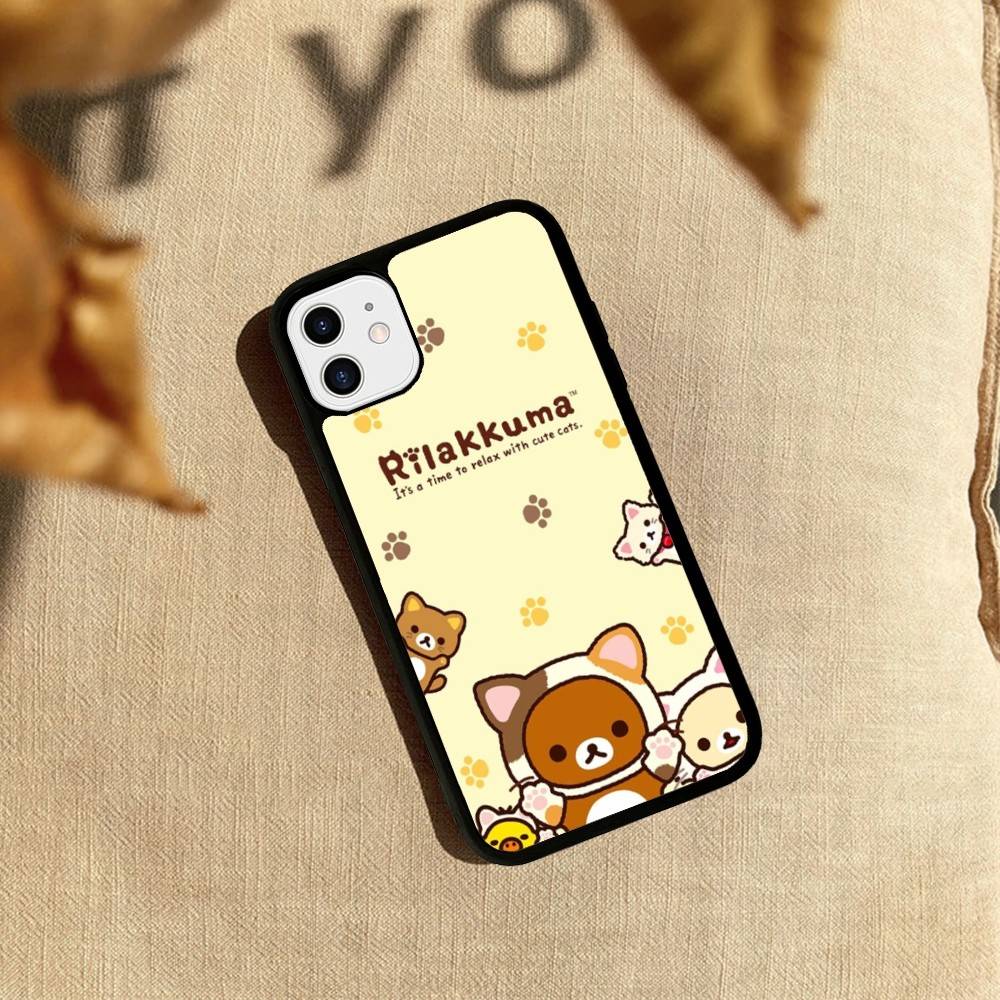 Rilakkuma Relaxed Bear For iPhone 17 16 Pro Max Air 15 14 13 12 Mini Plus 11 Hard PC+TPU Phone Back Cover