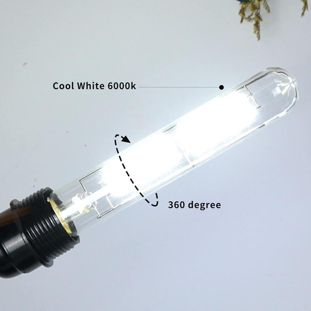 Klarlight Dimmable 6 Watt LED T10 Tubular Light Bulb 60 Watt Incandescent Equivalent E26 Edison Vintage Filament Tube Lamp, Daylight 6000K Medium