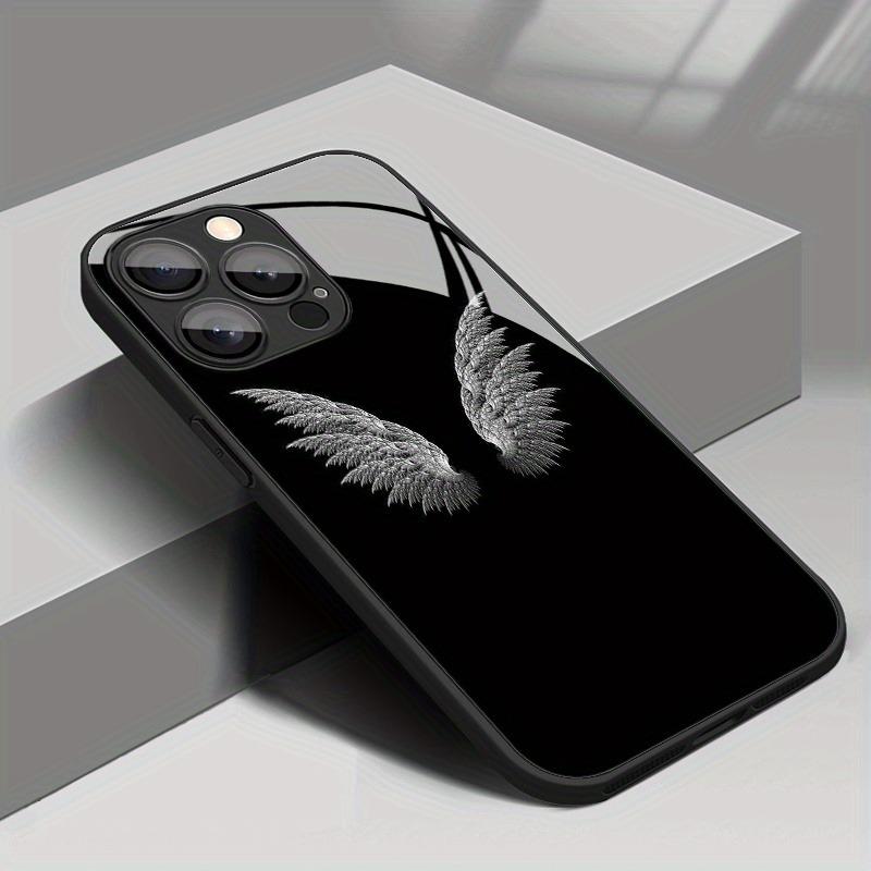 Capa de Celular de Vidro com Padrão de Asa Branca de Luxo Para iPhone 11 12 13 14 15 16 17 Pro Max 16E 17Air 7 8 15 Plus XR XS X Capa