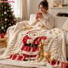 3D Printed Christmas Blanket, Fleece Throw with Tree Reindeer and Snowflake