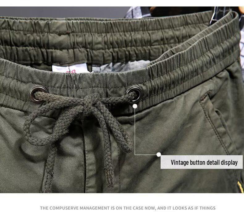 Men's Tactical Cargo Jogger Pants - Military Green, Outdoor Casual for Spring & Autumn Hiking