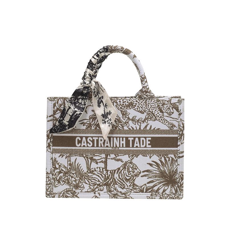 2025 Women's Large Capacity Fashion Tote: Simple Print Handbag & Souvenir Shopping Bag