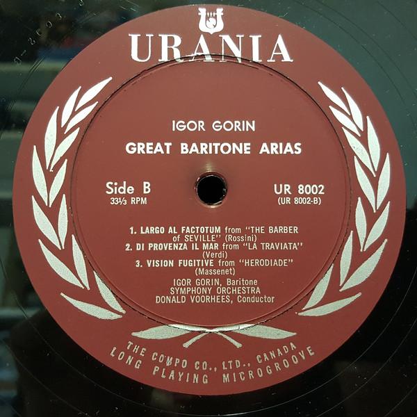 

Виниловая пластинка ИГОРЬ ГОРИН ДОНАЛЬД ВУРСИ Великие арии баритона UR8002 Urania Records Канада Классика Б/у