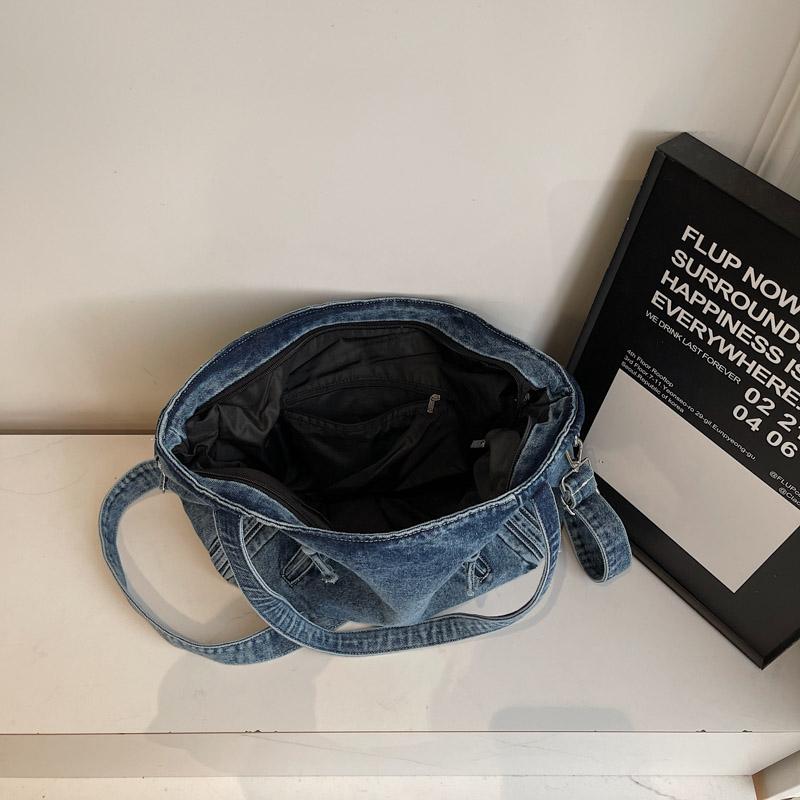 Denim Tote Bag Women's Large Capacity Commuting Shoulder Bag Crossbody Bag