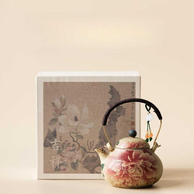 Blue and White Flint Red Ceramic Beam Pot, National Color and Natural Fragrance, Household Teapot Filter Single Pot