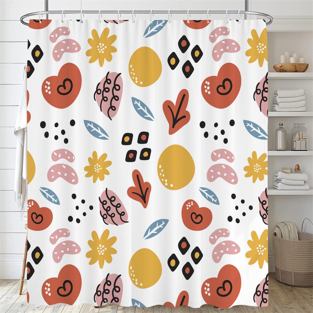 Modern Abstract Print Shower Curtain Bathroom Fabric Polyester Waterproof Minimalist Line Shower Curtains Bath Decor with Hooks