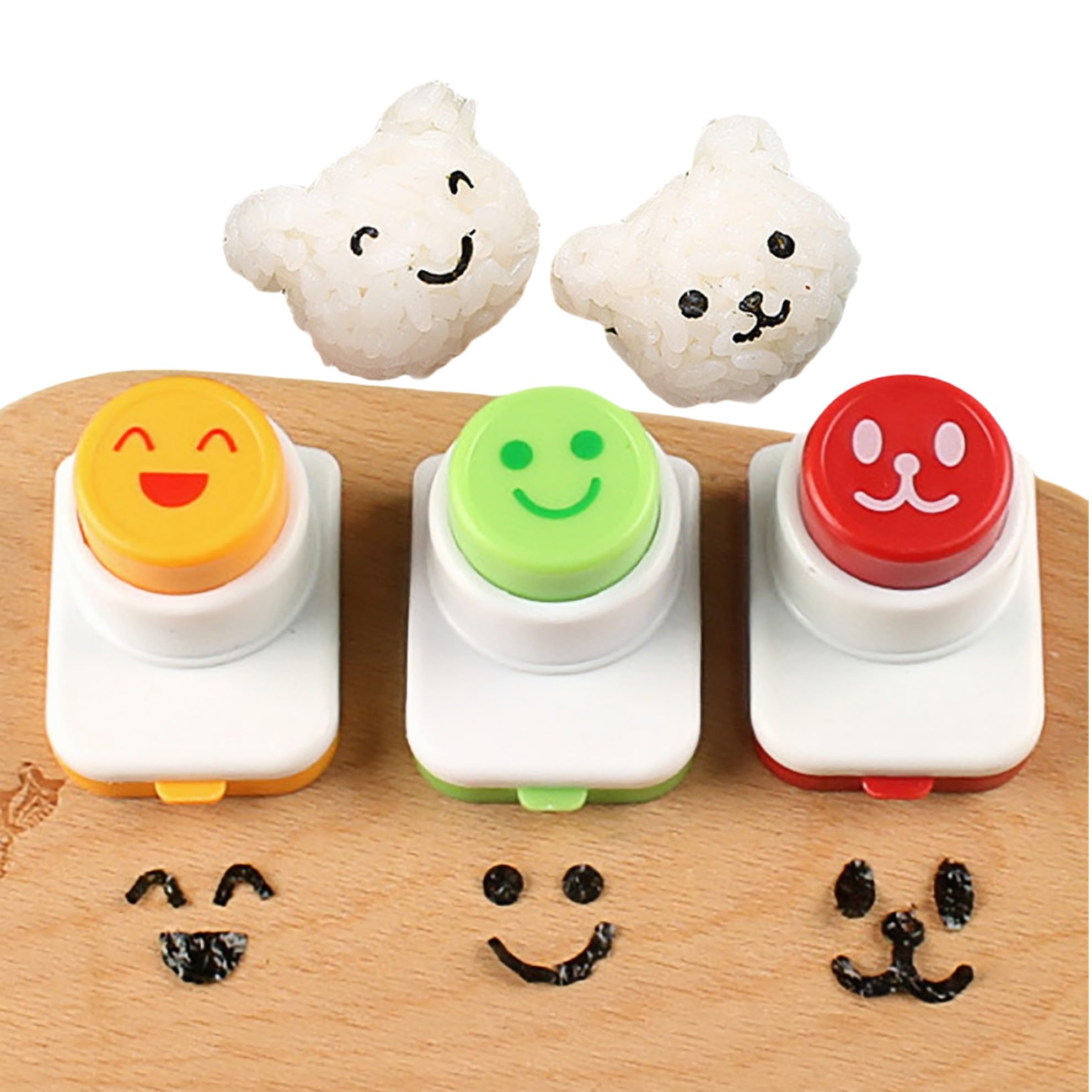Orirya Nori Seaweed Cute Onigiri Smile Easy Shape Smile DIY Bento Box Kitchen Bento Decoration Set of 3 Punch, Cutter, Design, Punch, Punch,