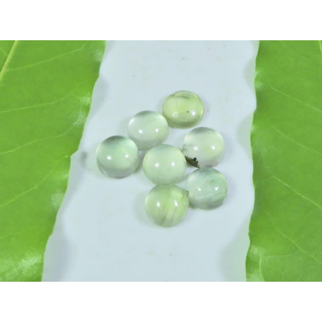 

7 MM Natural Prehnite Round Cabochon Loose Gemstone 7 Pcs Lot A-263