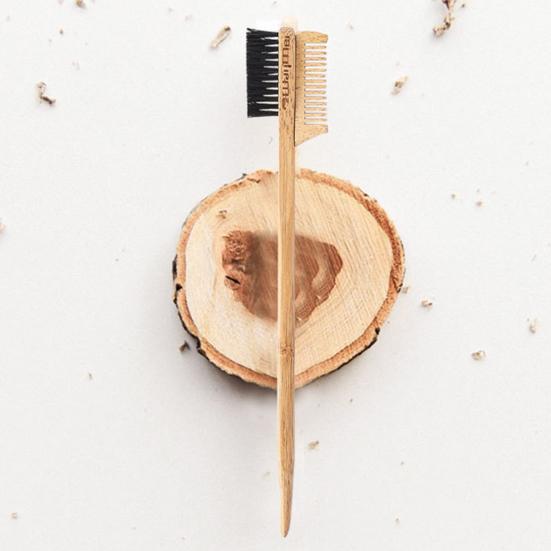 Yousheng Dual Edge Comb Wide Application Ergonomic Mini Bamboo and Wood Eyebrow Brush for Beauty