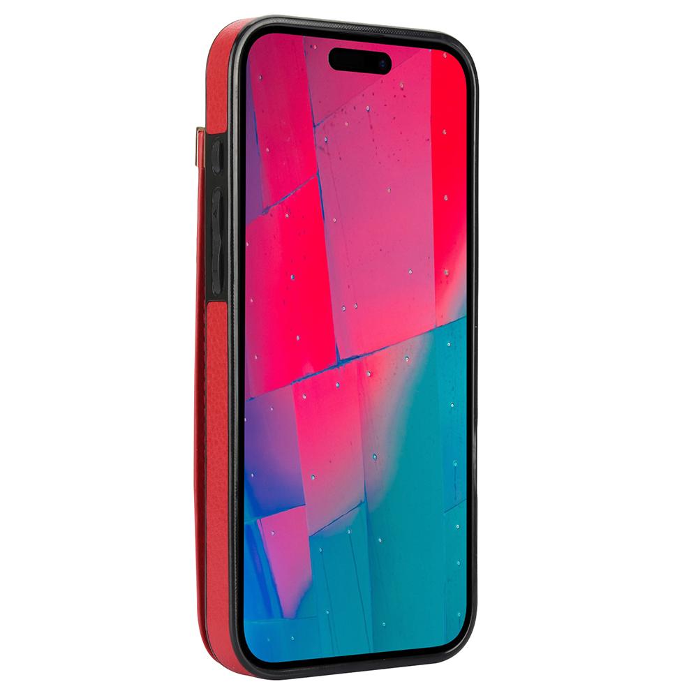 For iPhone 16 Pro Case TPU+PU Leather Hardware Decor Phone Cover with Card Holder