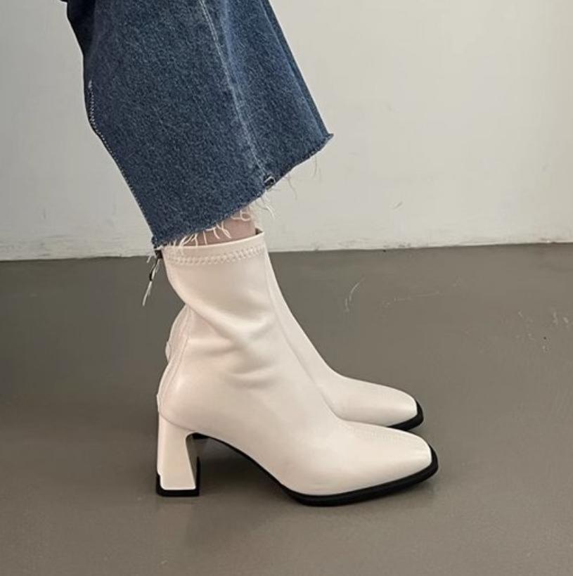 

Vintage Warm Women Ankle Boots Fashion Elegant Square Toe Cotton Shoes Autumn Winter Thick Heel Riding Boots Women Short Booties 35