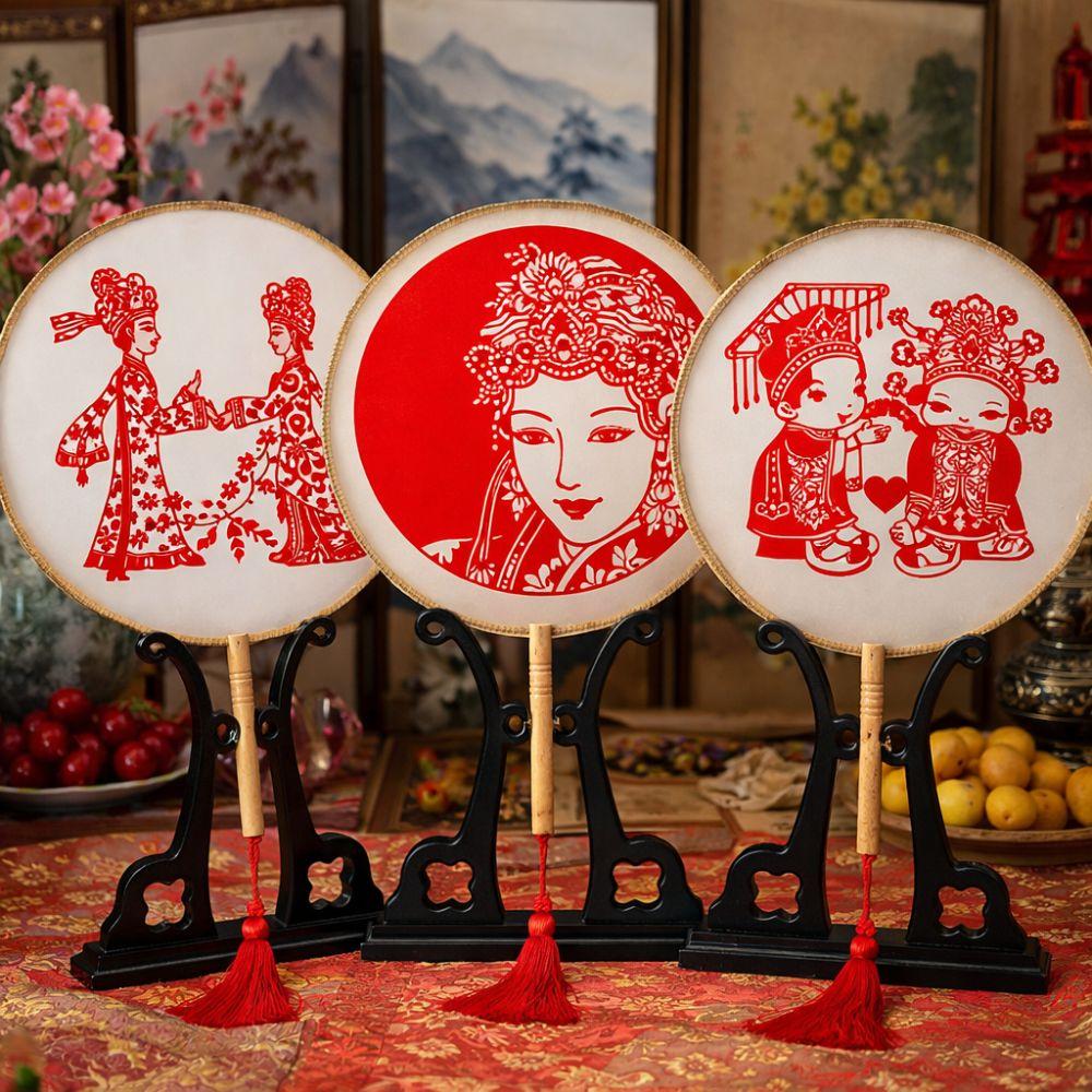 Vintage Round Hand Fan Artistic Silk Handheld Fans Decorative Fan Classical Fan  Photography Props