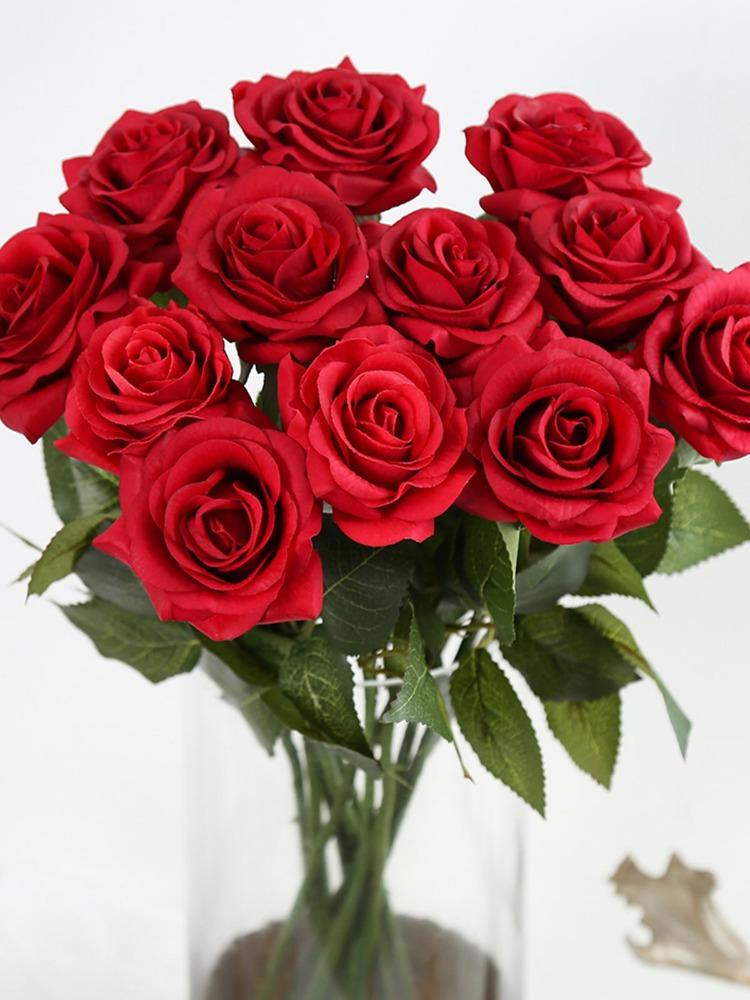 12 Stück Kunstseidenrosen, Kunstblumen, Bulk-Rosen, Blumenarrangement, Blumenstrauß für Zuhause, Hochzeit, Party, Garten, Brautdekoration