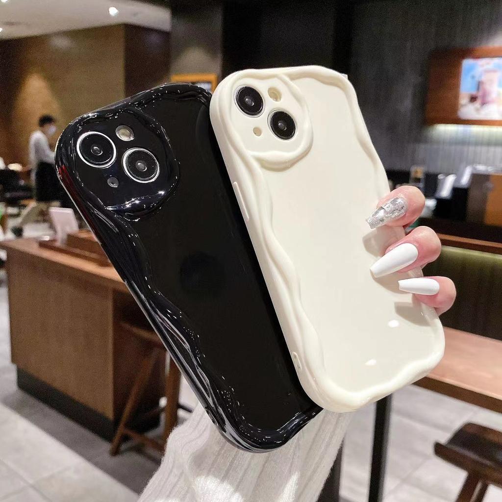 Cream Texture Casing Wavy Edge Soft Silicone Cover Phone Case For OPPO Realme OnePlus Vivo Soft Back Cover