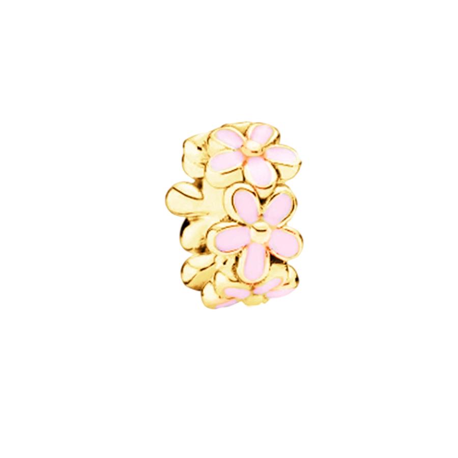 Gold Plated Sparking HeartFlower Charm Beads Pendant Fit Original Copper Bracelet Necklace Beads For Diy Jewelry Women Gift