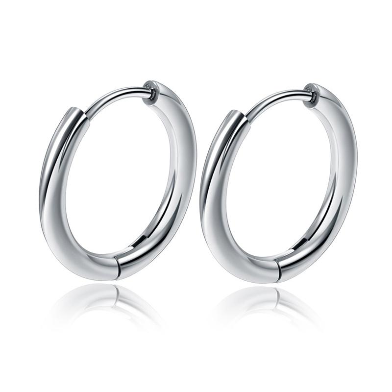 1 Pair Stainless Steel Round Hoop Earrings For Women 2.5Mm Thick Hip-Hop Street Pop Ear Buckle Classic Huggie Daily Jewelry
