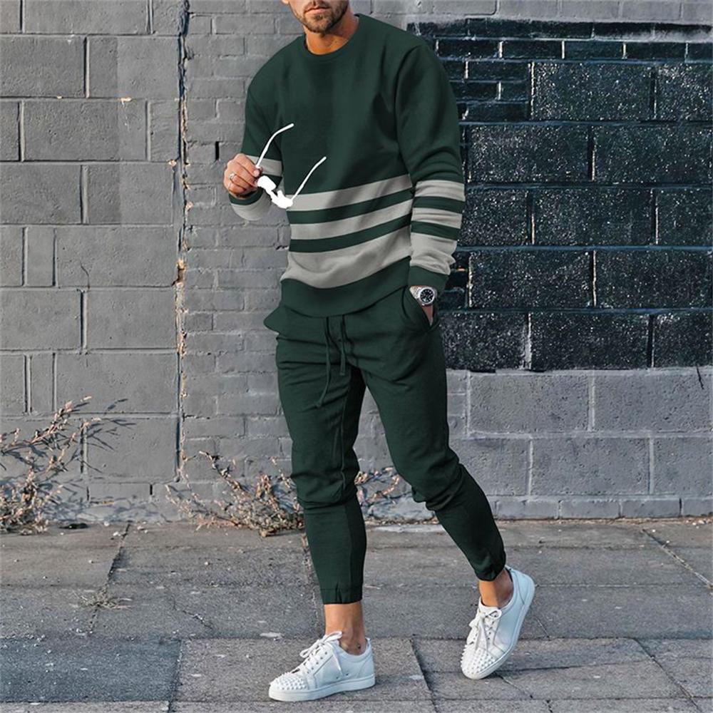 Fashion Men's Clothing Sets 3D Print Men Tracksuit 2 Piece Men Sets Long Sleeve T-Shirts + Sweatpants Set Men's Trousers Clothes