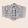 PU Leather Leopard Print Waistband Elastic Blingbling Corset Belt Luxury Gold Cummerbunds  Dress