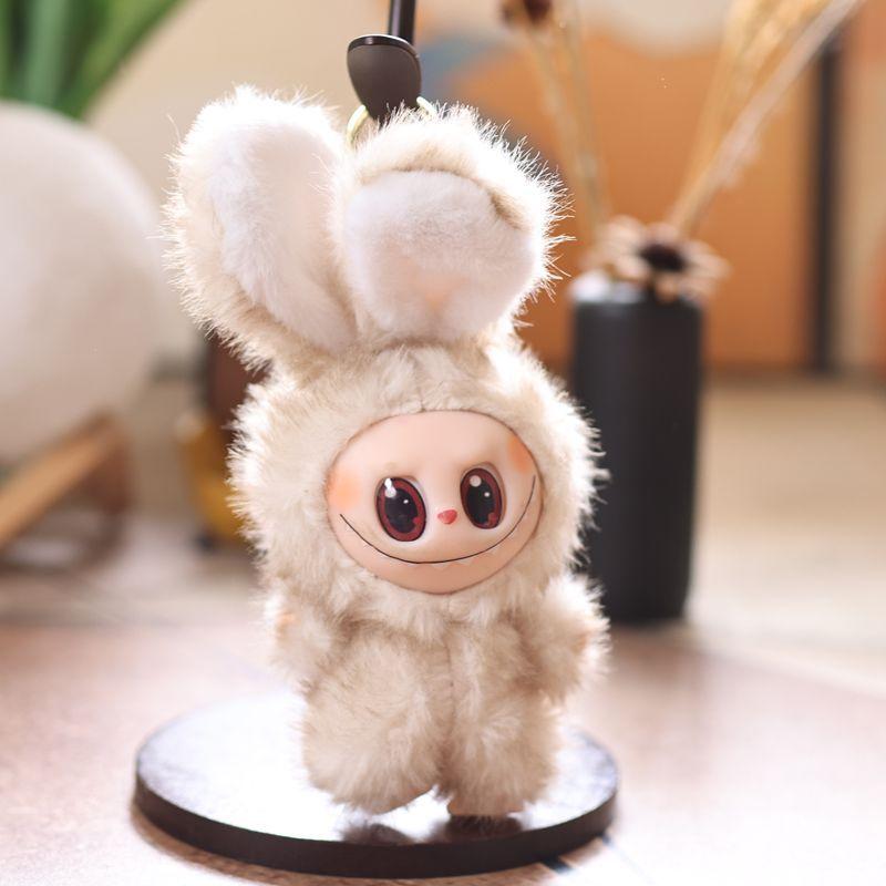 Cute Vinyl Rabbit Plush Toy Keychain Adorable Bunny Bag Charm Pendant Doll Ornament For Backpack Decor
