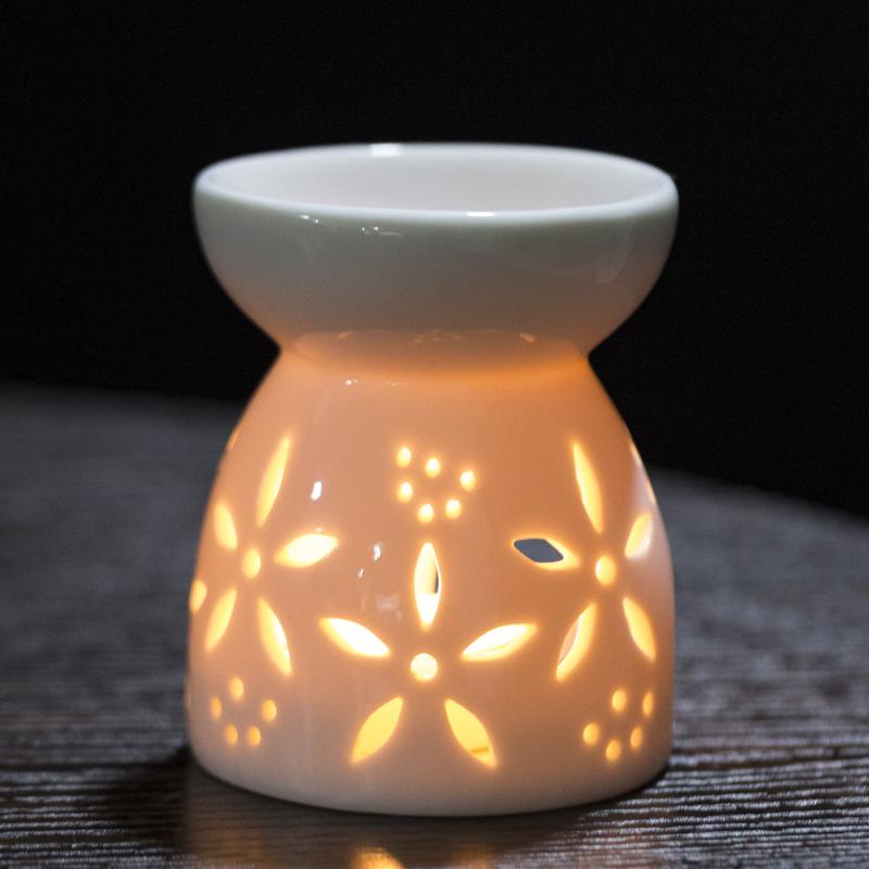 Modern Mini Sandalwood Ceramic Incense & Essential Oil Burner, Aromatherapy Lamp for Home