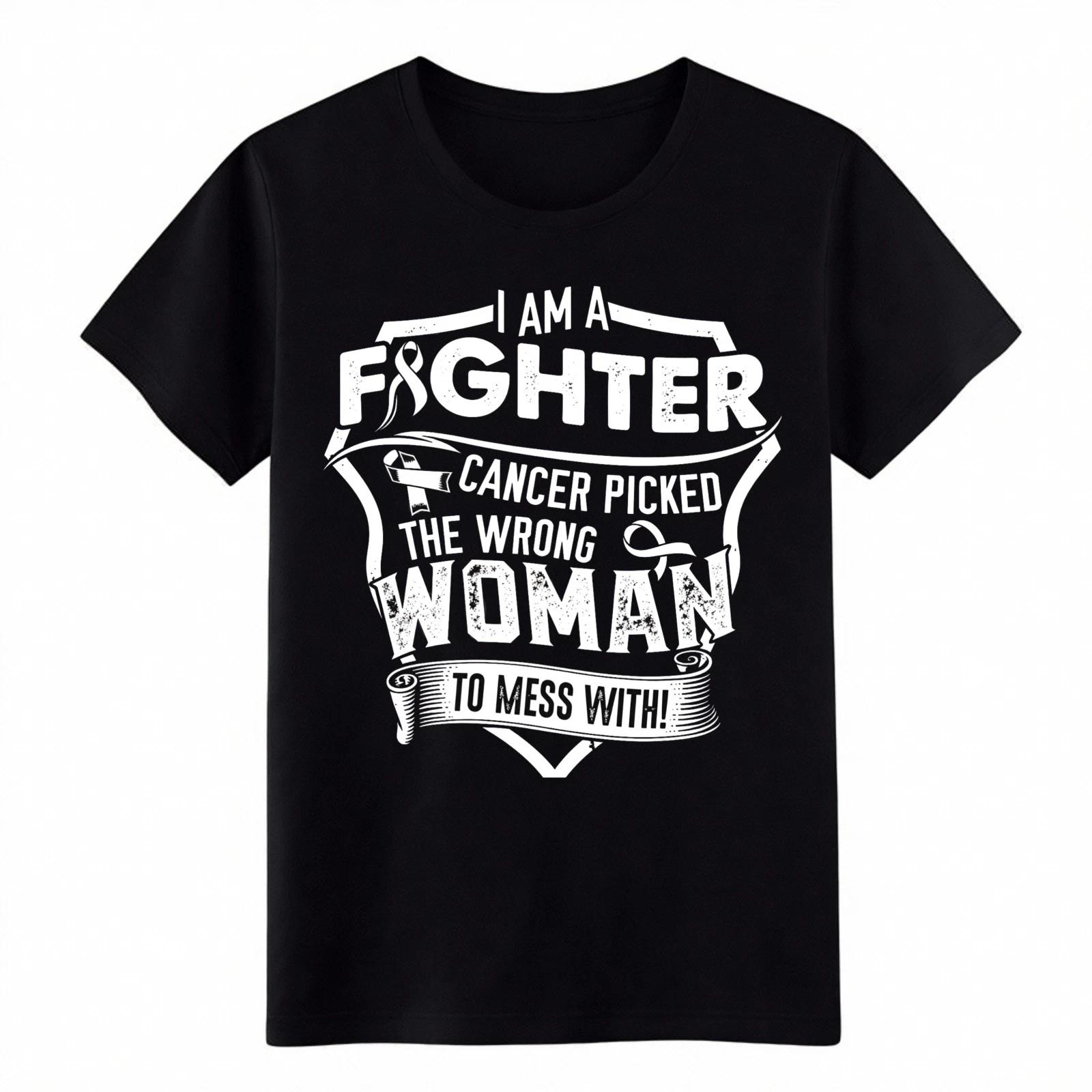 

I Am A Fighter Cancer Awareness T-Shirt - Wrong Woman Graphic Tee for Survivors S
