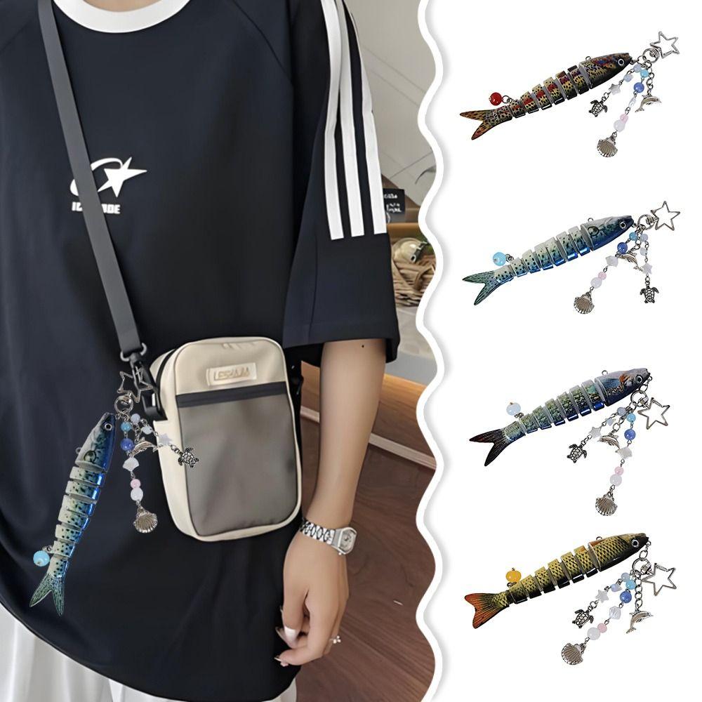 Multi Jointed Fish Hook Key Chain Simulation Backpack Pendant Creative Keychain Pendant  Gifts
