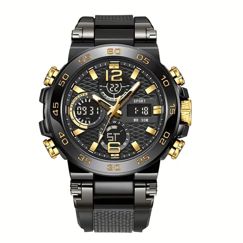 Multifunctional Sports Waterproof Quartz Dual Display Calendar Electronic Watch Men