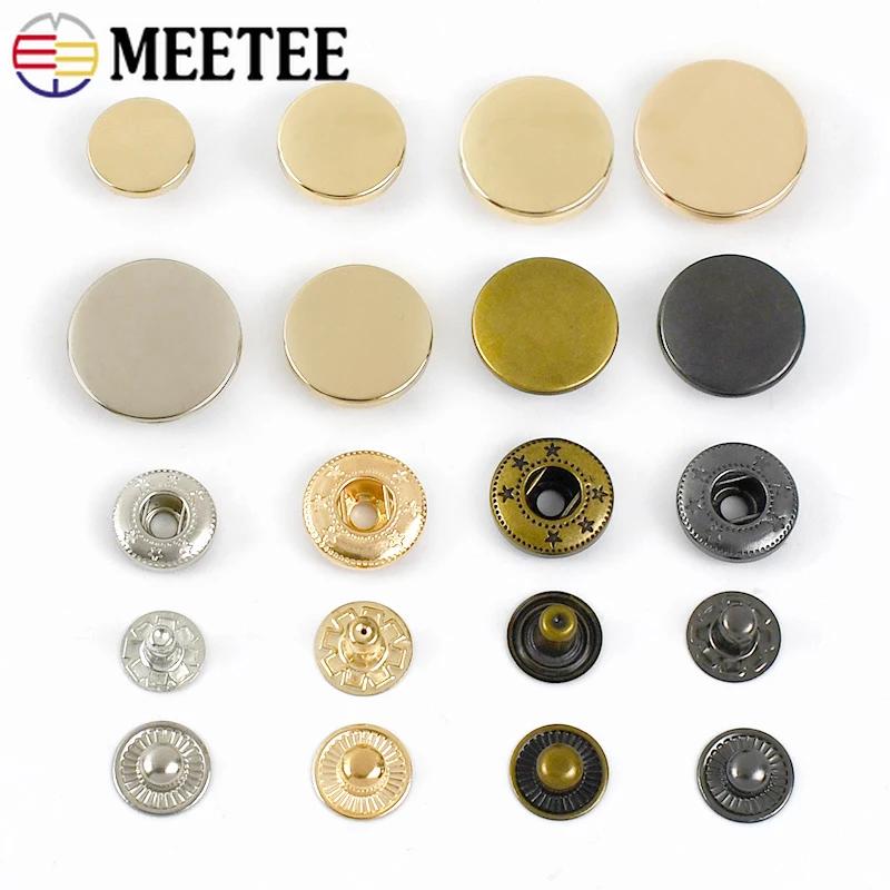 10Sets Meetee Metal Snap Buttons for Bag Coat 10-25mm Fasteners Press Button Clothes Decor Golden Buckles DIY Sewing Accessories