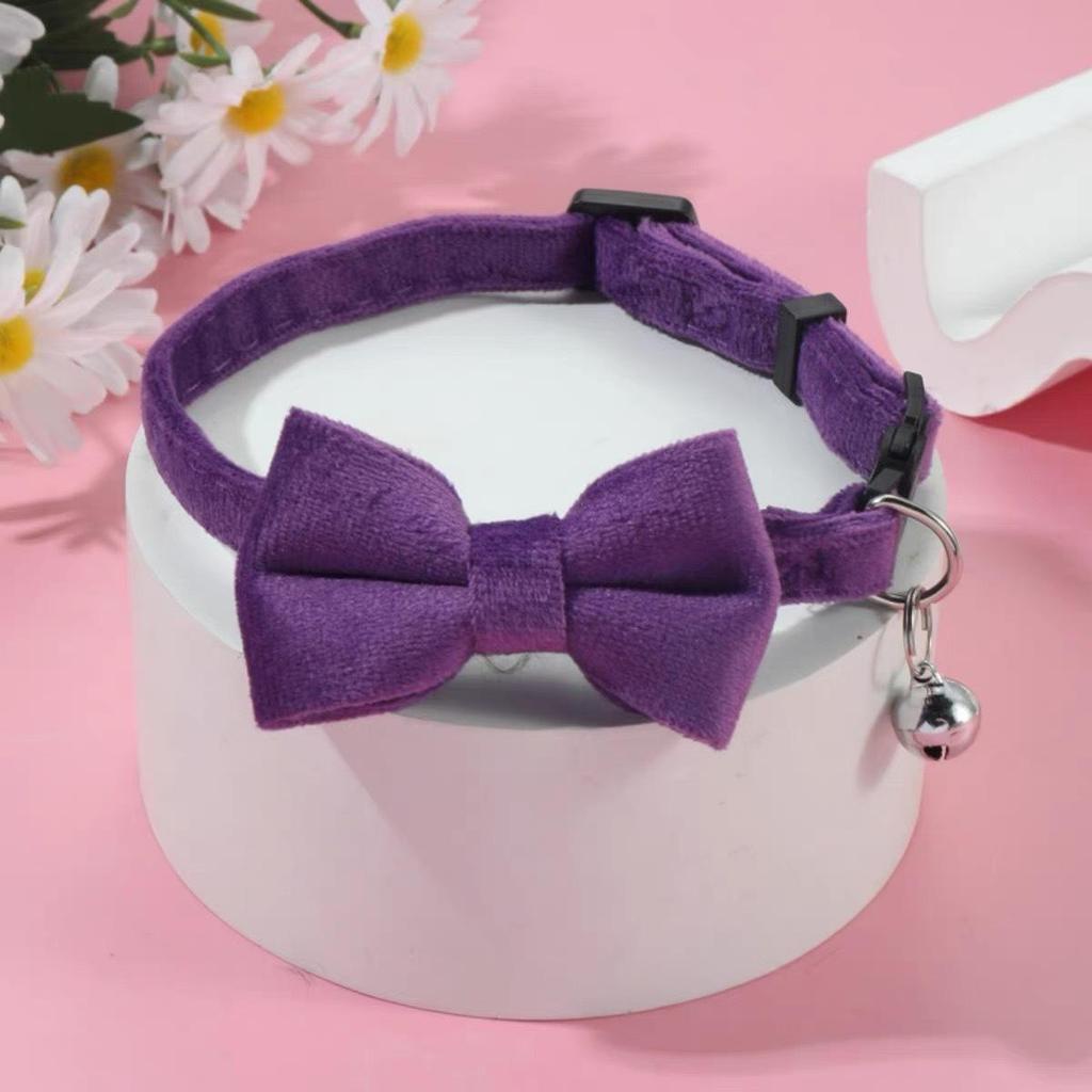 Velvet Bowknot Kitten Collar with Safety Buckle and Bell