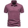 Hochwertiges einfarbiges kurzärmeliges Polo-Shirt für Herren, 70% Baumwolle, mit Hirsch-Stickerei, Europäische Größe, Basic Sommer-Freizeit-Oberteil