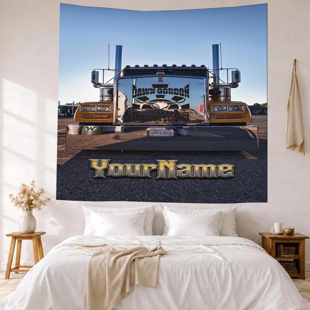 Kw Heavy Trucks Custom Your Name Wall Decor Tapestry Art For Pet Memorial Birthdaywedding Party Backdrop Family Gift