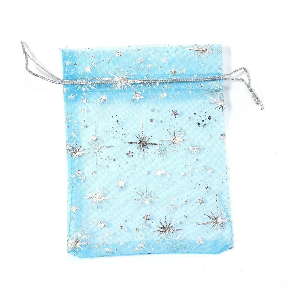 

10Pcs Organza Drawstring Gifts Bag 9x12cm Transparent Storage Pouches Colorful Jewelry Packaging Bags 5x5x5cm синій
